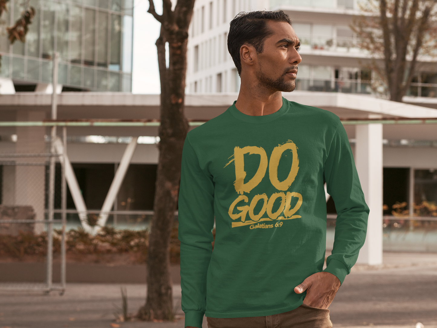 Do Good Long Sleeve Tee Gold Print