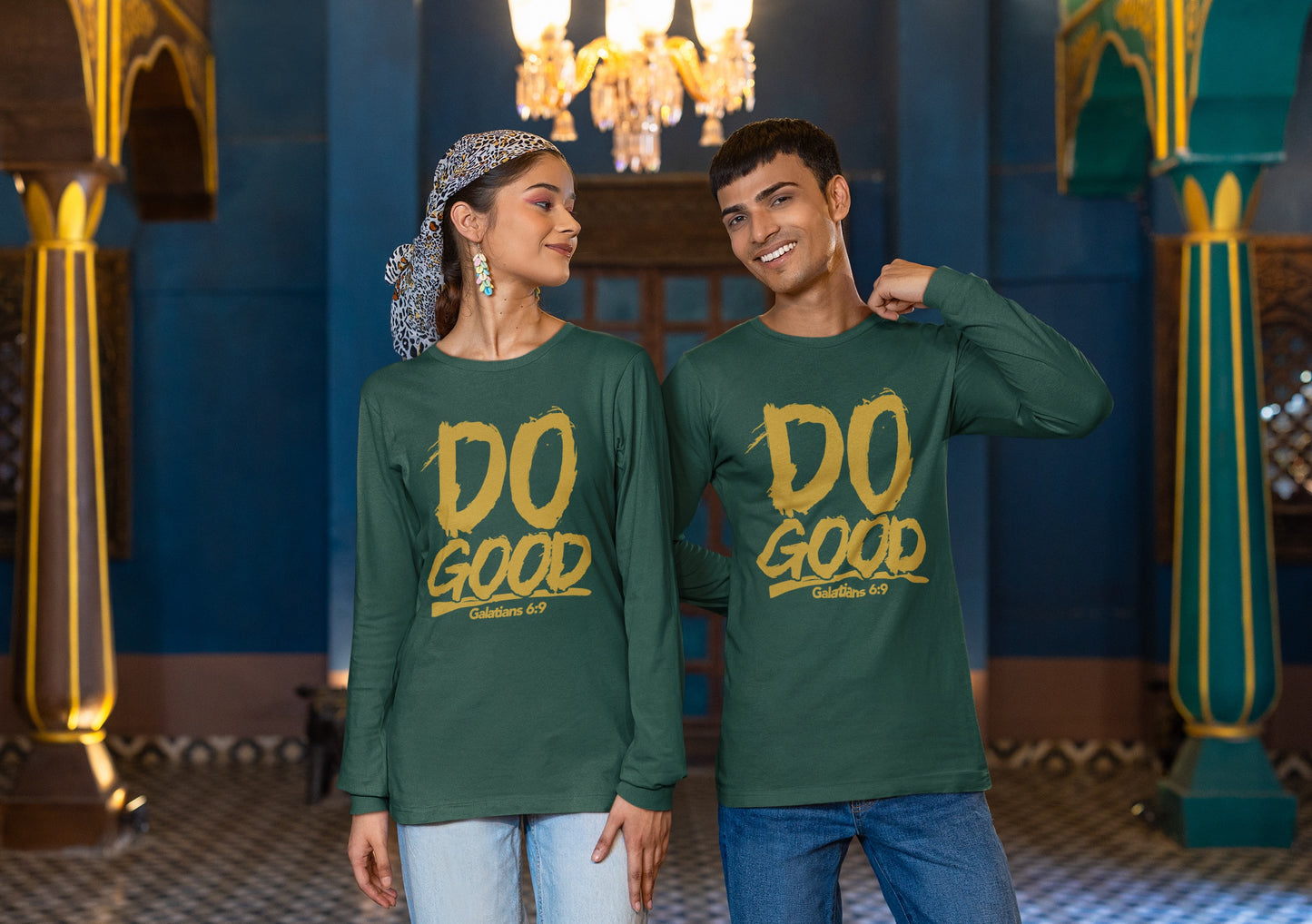 Do Good Long Sleeve Tee Gold Print