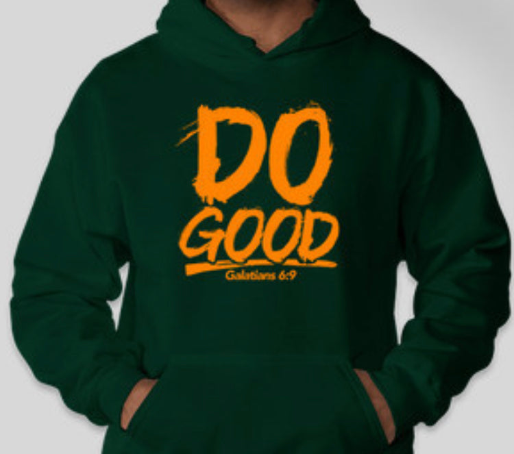 DO GOOD HOODIE Drk Green & Orange