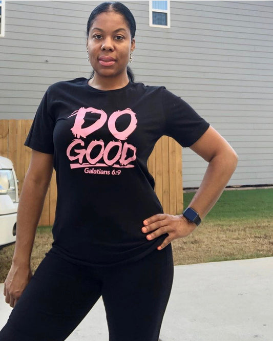 DO GOOD Tee Black with Pink